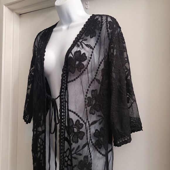 Entro black lace kimono cardigan - Picture 2 of 6